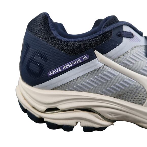Mizuno Shoes Women 9 Athletic Trainer Wave Inspire 16 Running Sport Sneaker Blue - Picture 2 of 15